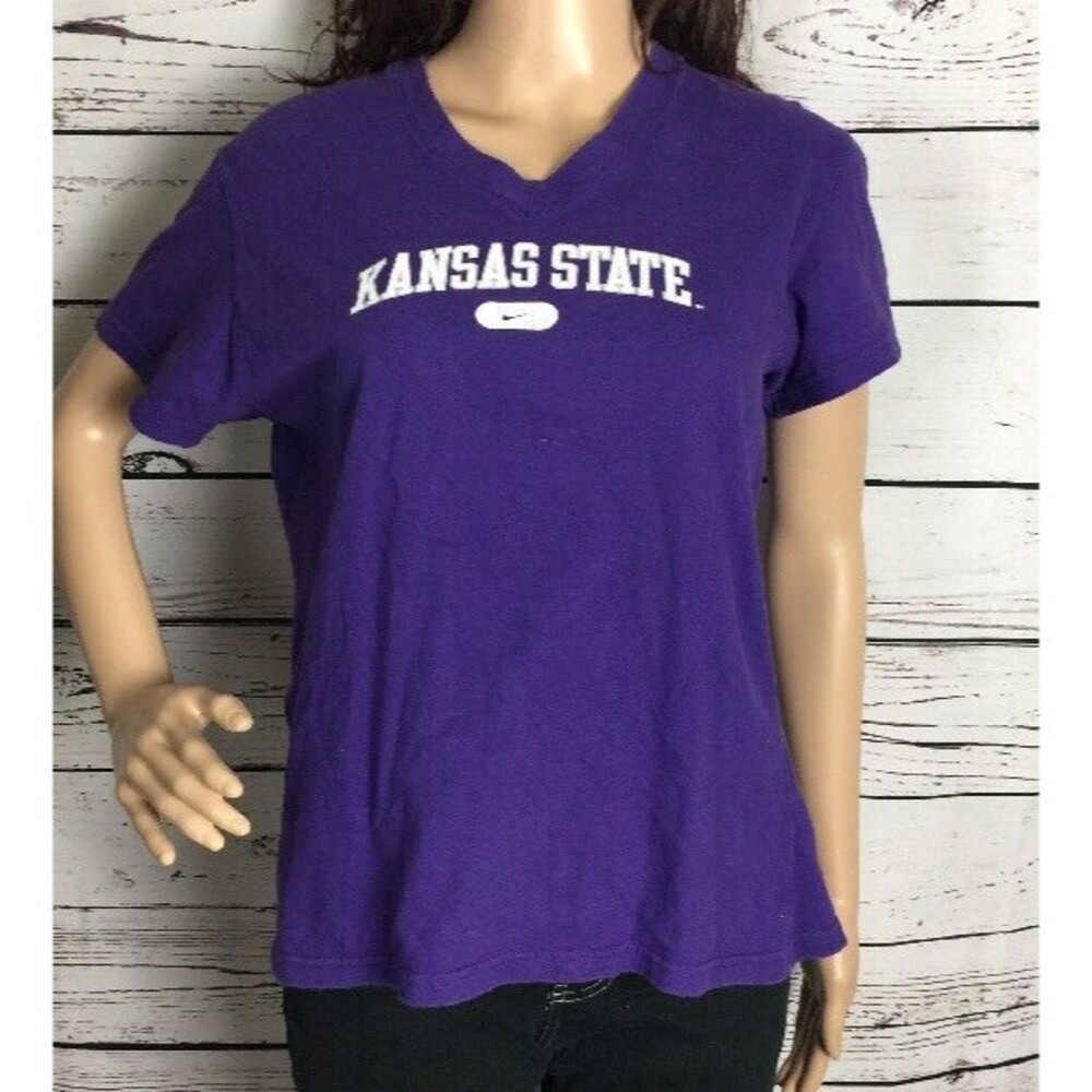 Nike Kansas State V Neck T-Shirt Large Junior Short Sleeve Top College Sports